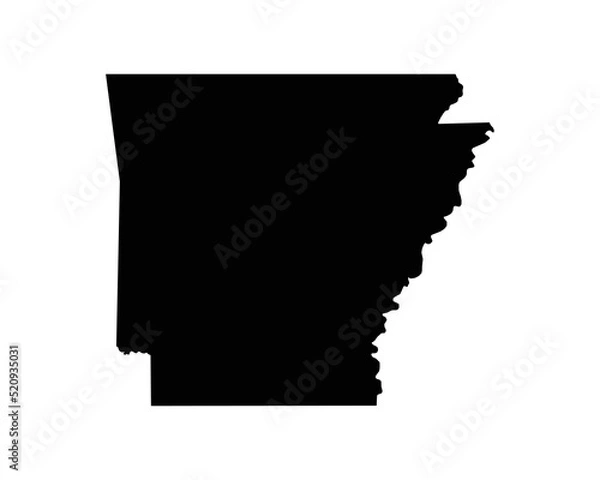 Fototapeta Arkansas US Map. AR USA State Map. Black and White Arkansan State Border Boundary Line Outline Geography Territory Shape Vector Illustration EPS Clipart