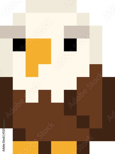 Fototapeta Pixel 8 bit bald eagle - vector, isolated
