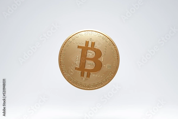 Obraz Floating bitcoin on white background