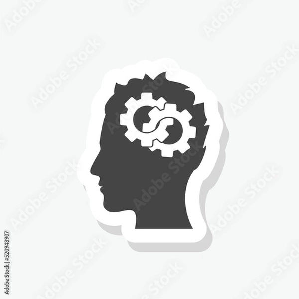 Fototapeta Gears in head sticker icon