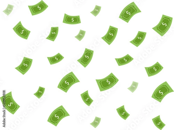 Fototapeta flying money pattern isolated on white background