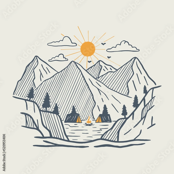 Fototapeta Good view of mountains graphic illustration vector art t-shirt design