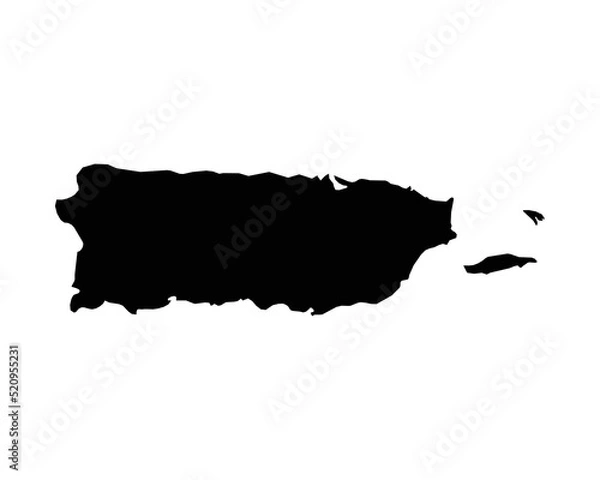 Fototapeta Puerto Rico Map. Puerto Rican Map. Black and White PR US USA Territory Border Boundary Line Outline Geography Shape Vector Illustration EPS Clipart