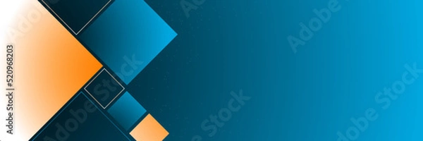 Fototapeta High contrast blue and orange glossy stripes. Abstract tech graphic banner design. Vector corporate background