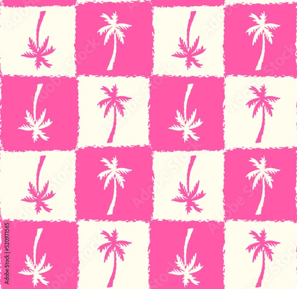 Obraz Hand-Draw Palm Check Seamless Vector illustration Pattern  