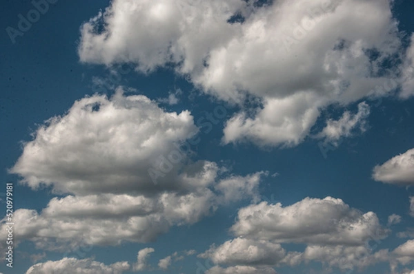 Obraz white fluffy clouds in the blue sky