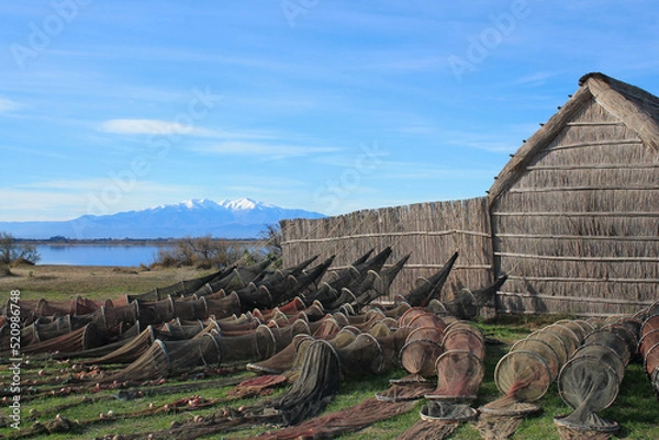 Fototapeta The Canet en Roussillon lagoon, a protected wetland in the south of Perpignan, France
