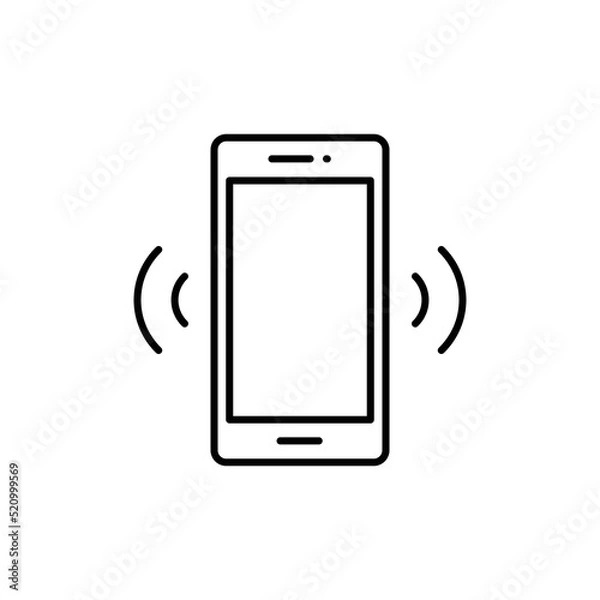 Fototapeta Phone signal icon. Simple outline style. Phone cell, smartphone, wireless, communication concept. Thin line vector illustration isolated on white background. EPS 10.
