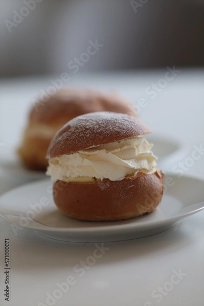 Fototapeta Semla Swedish dessert collect on plate national