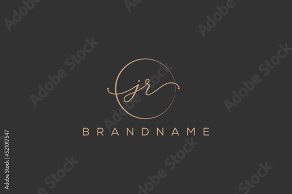 Fototapeta J R JR hand drawn logo of initial signature, fashion, jewelry, photography, boutique, script, wedding, floral and botanical creative vector logo template for any company or business.
