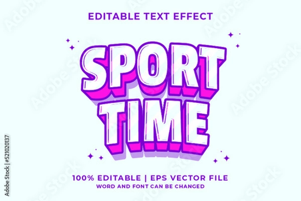 Obraz 3d Sport Time Cartoon Editable Text Effect Premium Vector