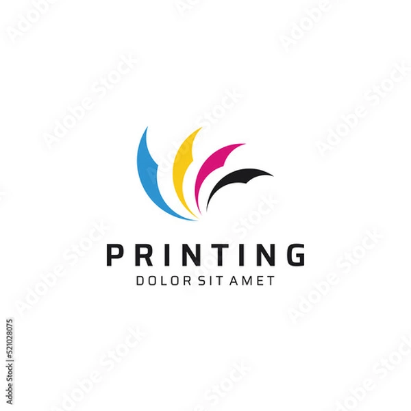 Fototapeta Abstract colorful logo digital printing, printing services, media, technology and the internet. With a modern and simple concept.