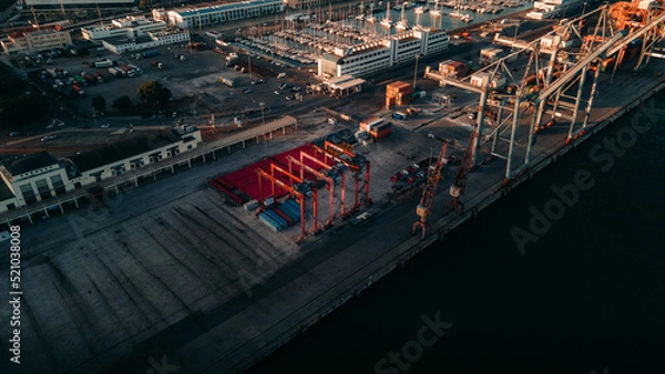 Obraz Aerial view of a Cargo pier in Lisbon, Portugal