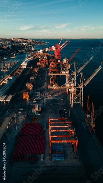 Obraz Aerial view of a Cargo pier in Lisbon, Portugal