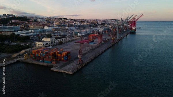 Obraz Aerial view of a Cargo pier in Lisbon, Portugal