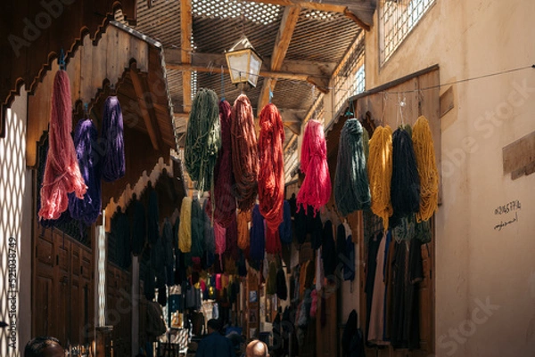 Obraz Wool hanging in a Medina in Morocco