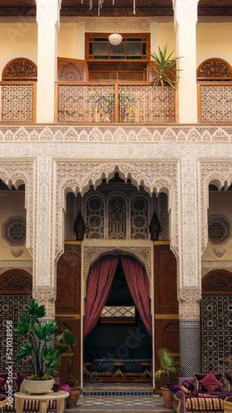 Obraz Interior of a Riad in Fes, Morocco