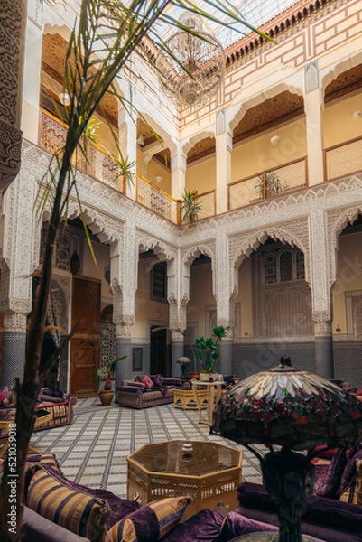 Obraz Interior of a Riad in Fes, Morocco