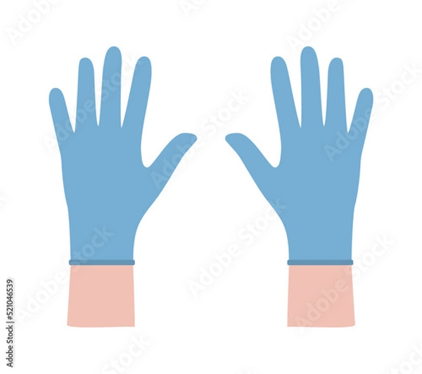 Fototapeta Blue latex medical hygienic gloves on hands