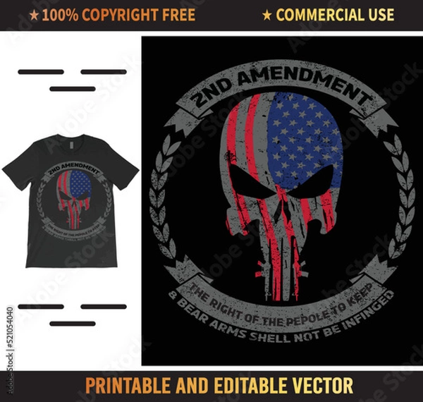 Fototapeta 2nd Amendment The Right To Bear Arms Shall Not Be Infringed T-Shirt Vector Design.