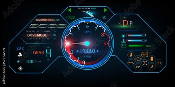 Obraz Futuristic car speed dashboard concept