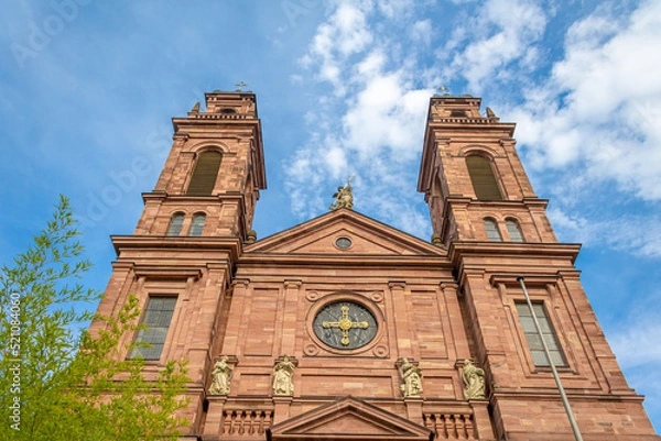 Fototapeta St. Johannes Nepomuk catholic church in Eberbach in South Germany build in Renaissance Revival architecture style