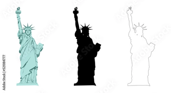 Fototapeta Statue of Liberty in New York City Vector illustration. Symbol, emblem, label, logo design. Decorative freedom design isolated on white background