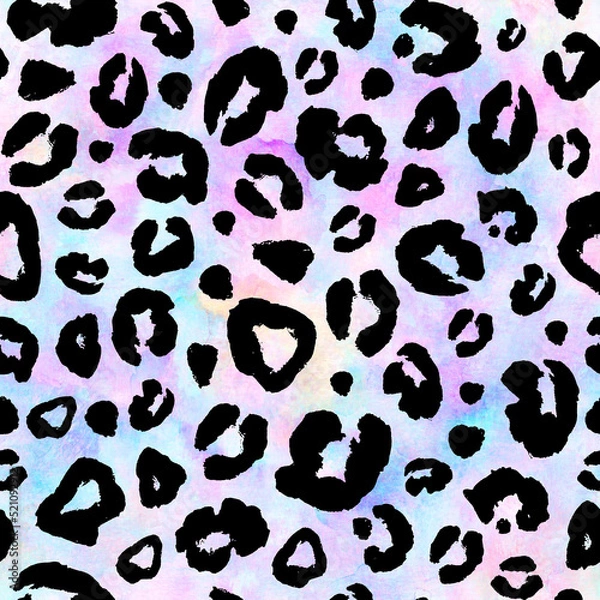 Fototapeta Leopard colorful watercolor seamless background