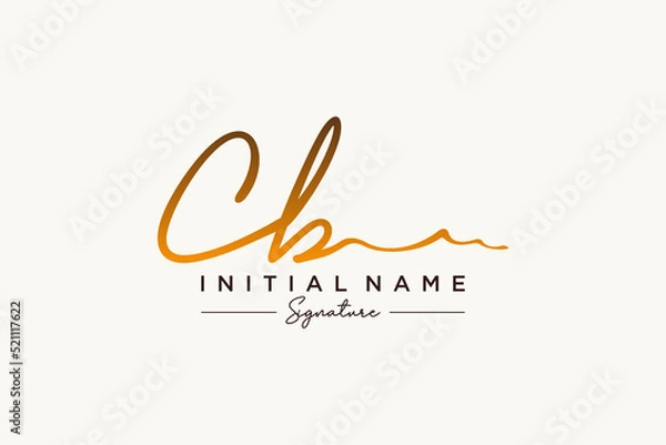 Fototapeta Initial CB signature logo template vector. Hand drawn Calligraphy lettering Vector illustration.