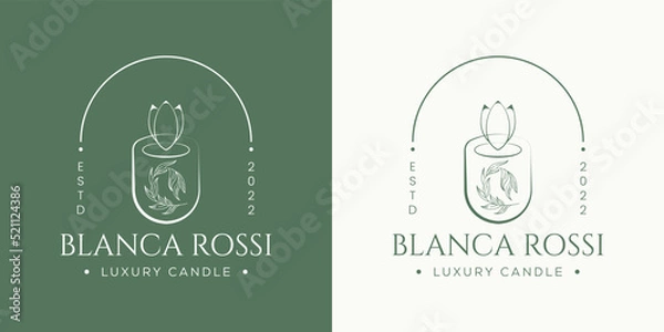 Fototapeta Botanical Floral element Hand Drawn  Simple candle light logo design vector