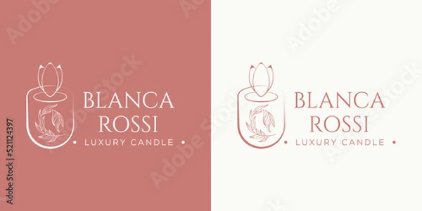 Fototapeta Botanical Floral element Hand Drawn  Simple candle light logo design vector