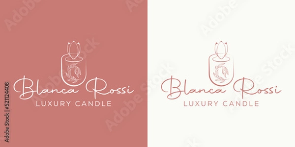 Fototapeta Botanical Floral element Hand Drawn  Simple candle light logo design vector