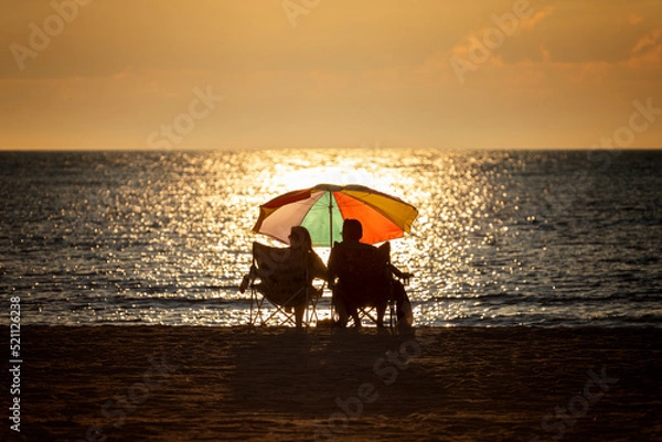 Obraz couple beach sunset 