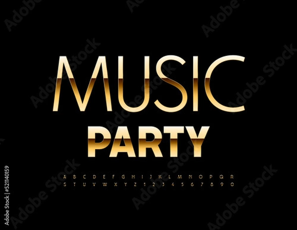 Fototapeta Vector premium poster Music Party. Gold chic Font. Elegant set of Alphabet Letters and Numbers