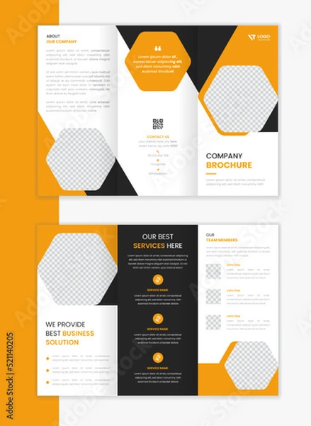Fototapeta Modern Corporate Trifold brochure design , company agency brochure vector