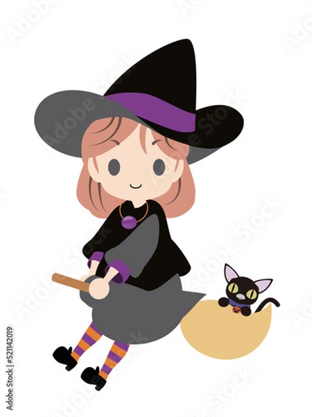 Obraz ほうきに乗った魔女のイラスト