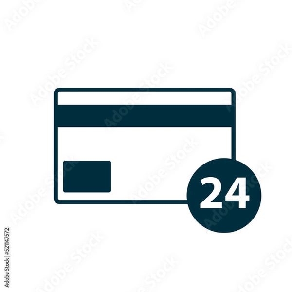 Obraz Credit card icon with cross mark sign. 24h.