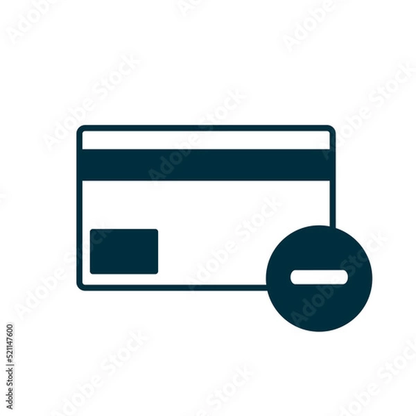 Fototapeta Credit card icon with cross mark sign. Blocked account. Vector on isolated white background. EPS 10