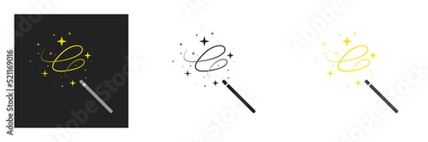 Fototapeta magic wand with stars isolated icon vector illustration design. Symbol of magic, wonder and focus