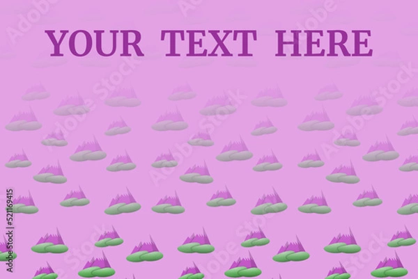 Obraz Mountains comic cartoon pattern. Simple illustration of mountains with hills. Vector pattern, lilac, pink