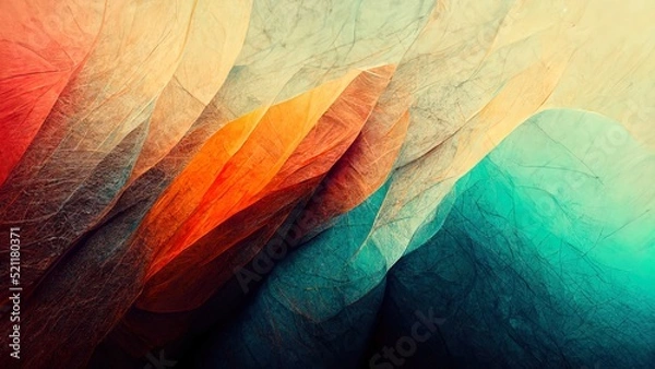 Obraz 4K Abstract wallpaper colorful design, shapes and textures, colored background, teal and orange colores.