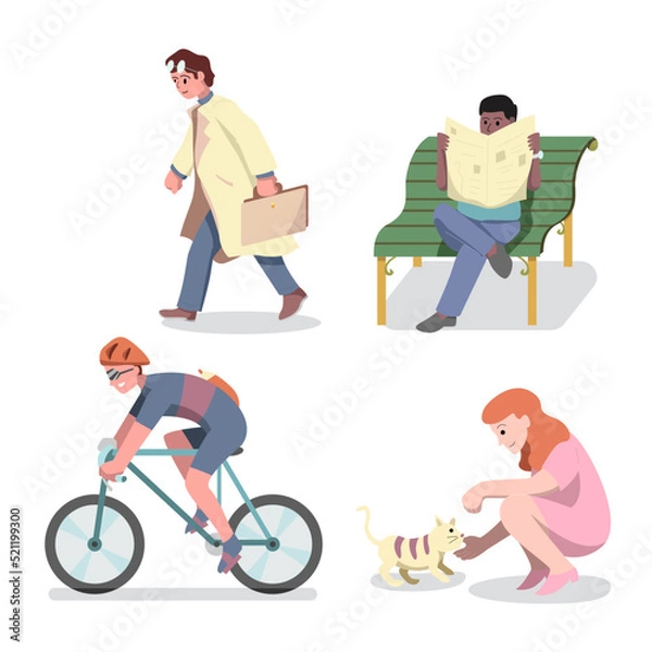 Fototapeta flat people doing things