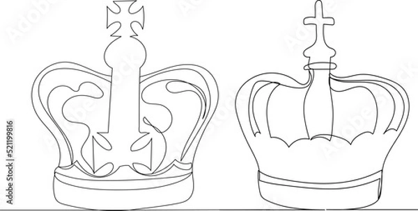Obraz royal crown drawing by one continuous line vector