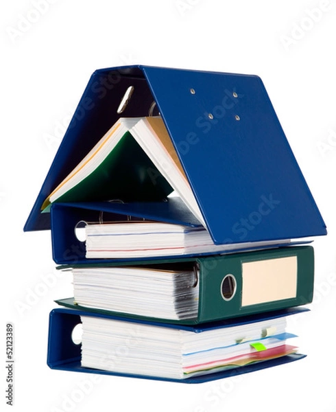 Fototapeta House shape made from many business documents
