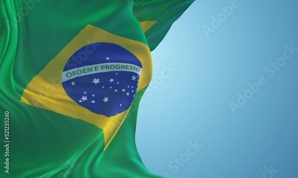 Obraz Abstract Brazil Flag 3D Render (3D Artwork)