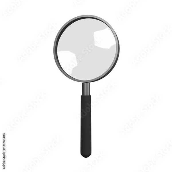 Obraz Magnifer on transparent background, 3D rendering illustration