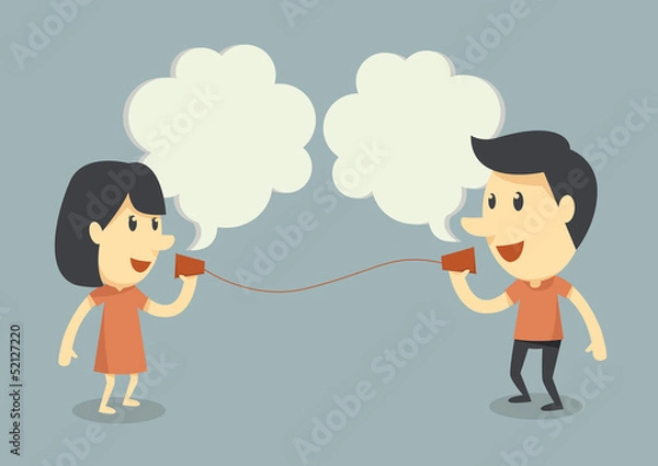 Obraz talking with cup telephone