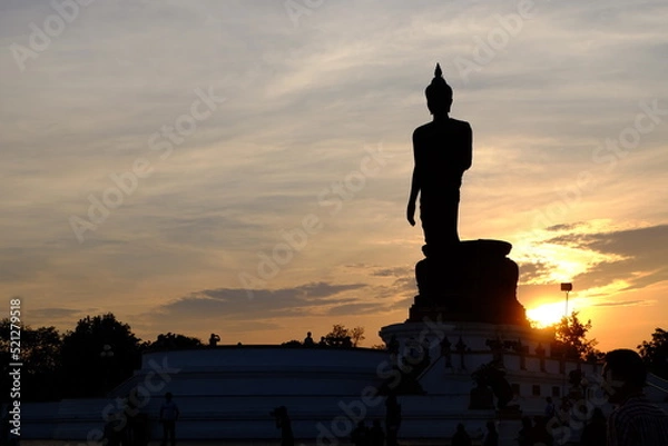 Obraz buddha statue at sunset