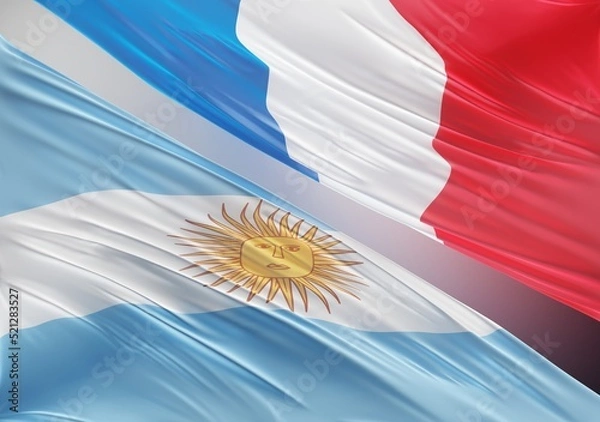 Obraz Abstract Argentina with French Flag 3D Render (3D Artwork)