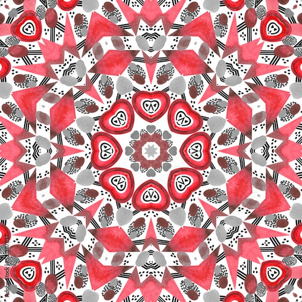 Obraz Abstract watercolor seamless pattern, cage, kaleidoscope